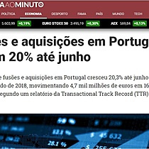 Fuses e aquisies em Portugal sobem 20% at junho